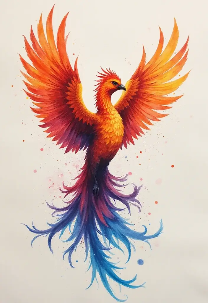 30 Phoenix Reborn Tattoo Designs with Deep Meanings - 3. Watercolor Phoenix