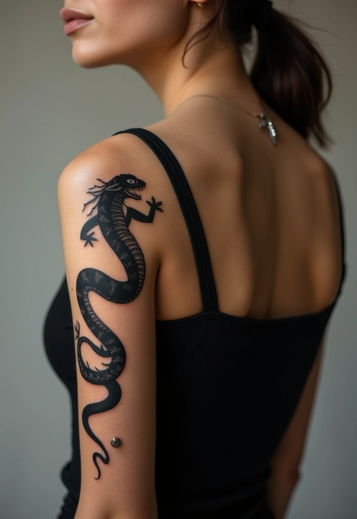 30 Snake Body Tattoo Designs That Look Striking - 3. Serpent Silhouette