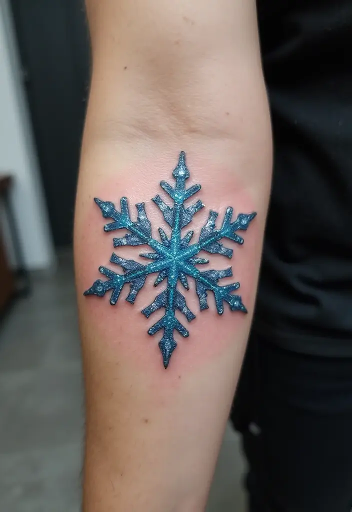30 Snowflake Tattoo Ideas with Delicate and Unique Patterns - 3. Realistic Snowflake