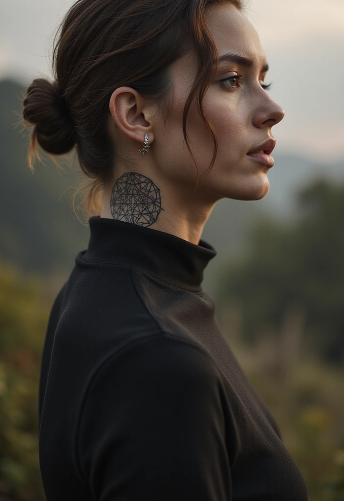 30 Spiritual Neck Tattoos with Deep Symbolism - 3. Sacred Geometry