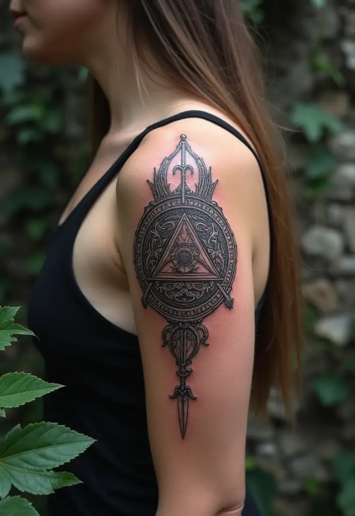 30 Valknut Tattoo Designs with Deep Norse Symbolism - 3. Valknut with Norse Elements