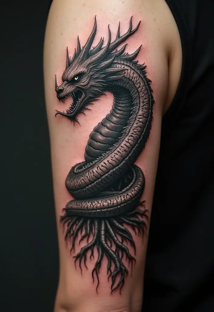 30 Viking Snake Tattoo Designs with Norse Symbolism - 3. The Nidhogg Mythology