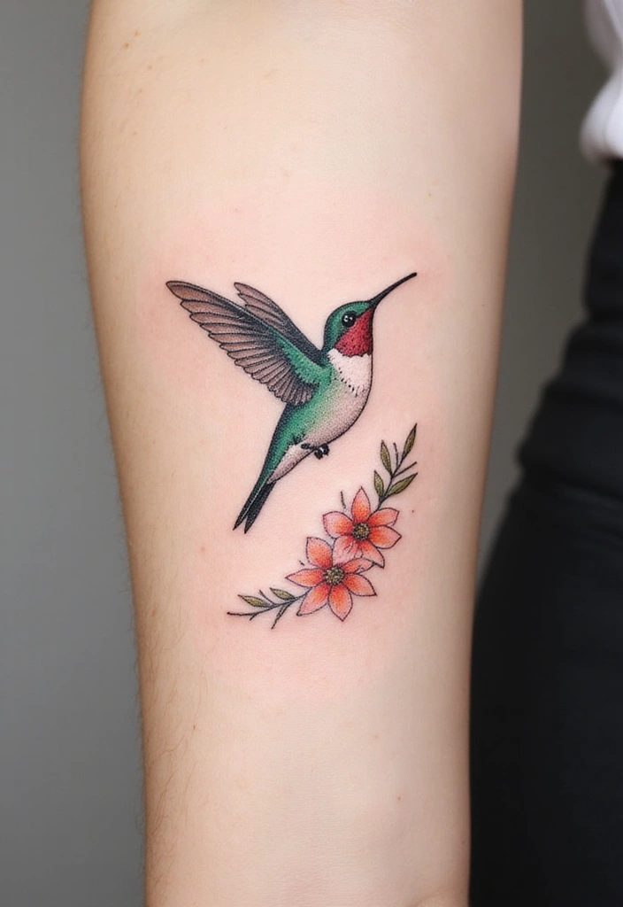 30 3D Hummingbird Tattoos That Feel Lifelike - 4. Minimalist Charm