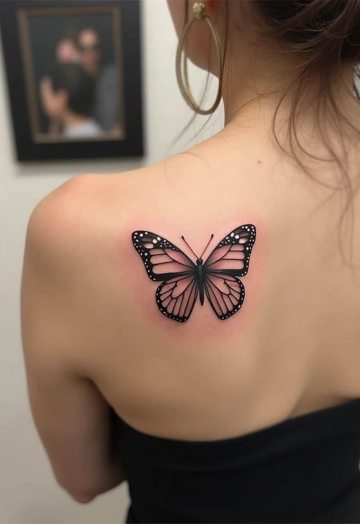 30 Butterfly Tattoos on Shoulder for Graceful Inspiration - 4. Minimalist Marvels
