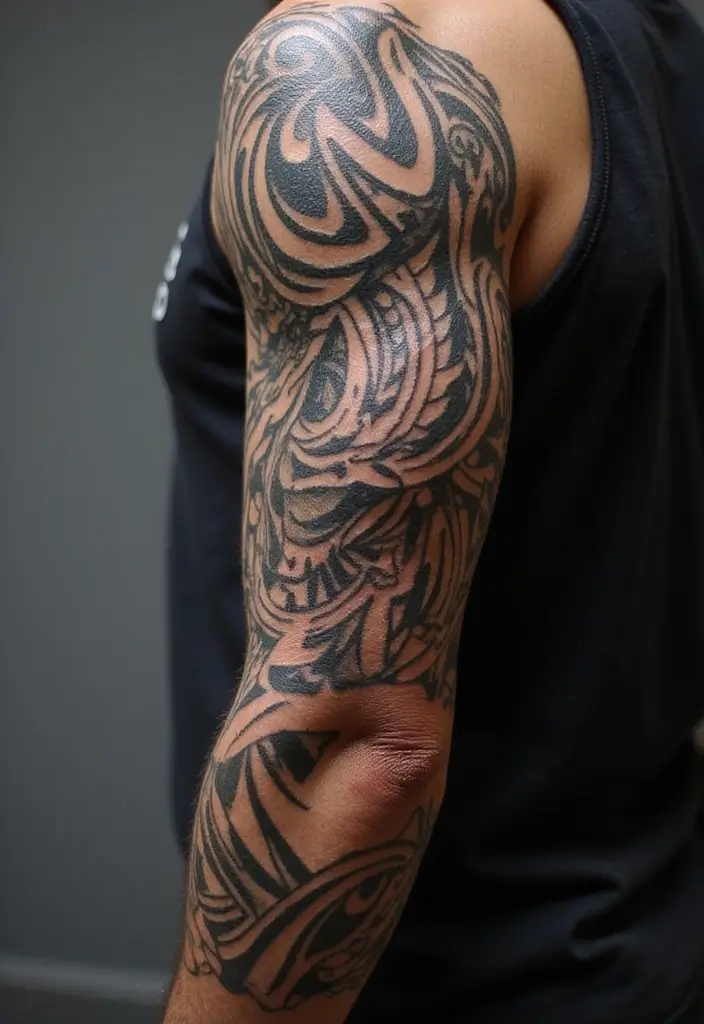 30 Colorful Arm Tattoos That Pop with Style - 4. Tribal Treasures