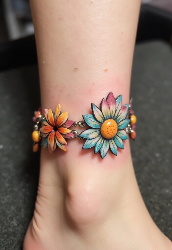 30 Colorful Daisy Tattoo Inspirations Full of Joy - 4. Playful Daisy Chains