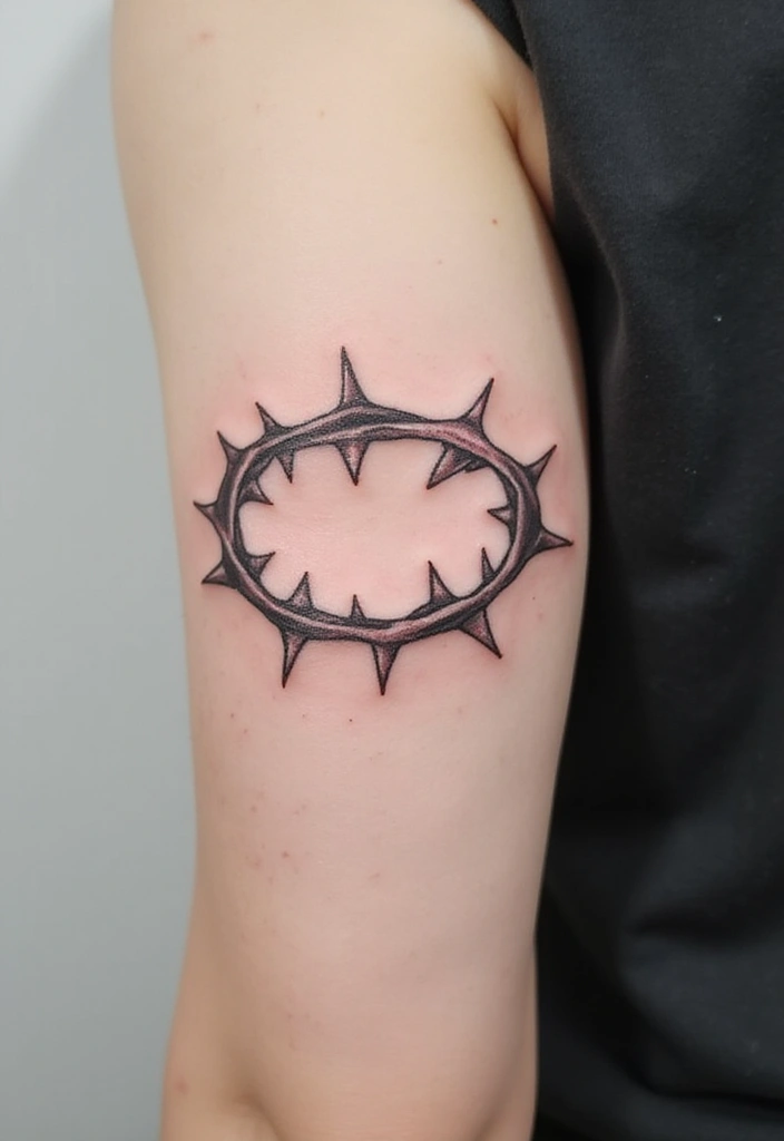 30 Crown of Thorns Bicep Tattoo Inspirations You’ll Admire - 4. Minimalistic Thorns