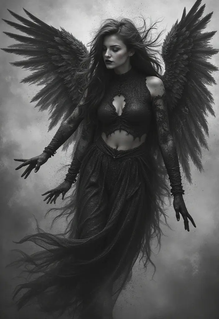 30 Dark Gothic Tattoos with Mysterious and Edgy Aesthetics - 4. The Dark Angel