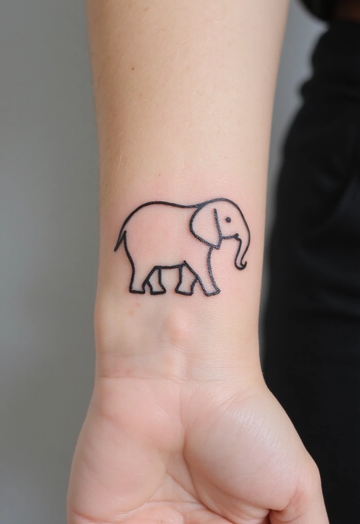 30 Elephant Tattoo Designs That Represent Strength and Wisdom - 4. Minimalist Elephant Outline