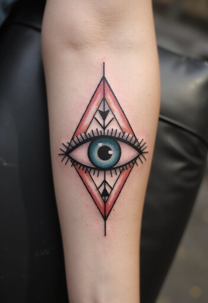 30 Evil Eye Tattoo Designs for Protection and Style - 4. Geometric Patterns