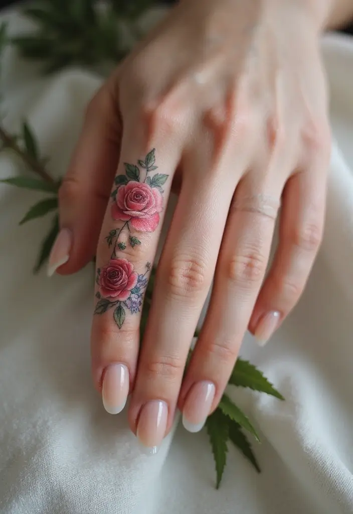 30 Finger Tattoo Ideas for Females That Look Stylish - 4. Floral Design