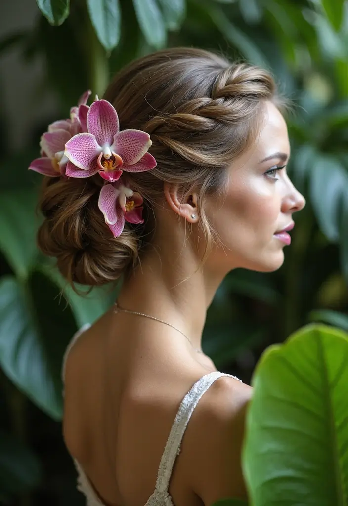 30 Creative Hair Tattoos for Ladies That Stand Out - 4. Exotic Orchids