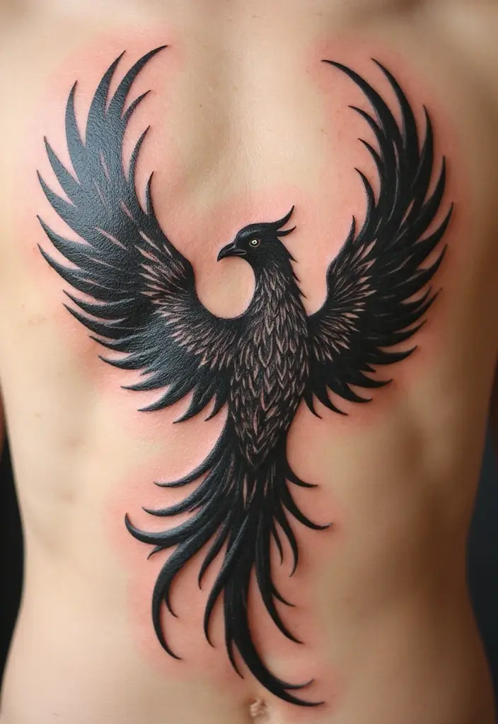 30 Masculine Tribal Tattoos Full of Power and Legacy - 4. The Tribal Phoenix