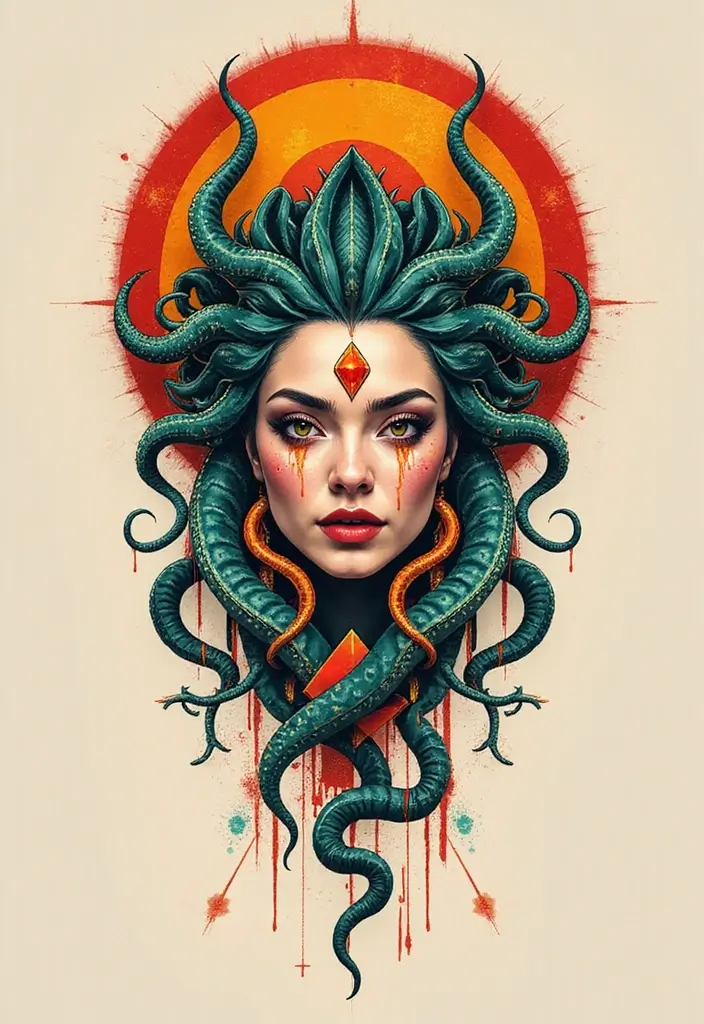 30 Medusa Tattoos for Females with Bold and Fierce Symbolism - 4. Abstract Medusa