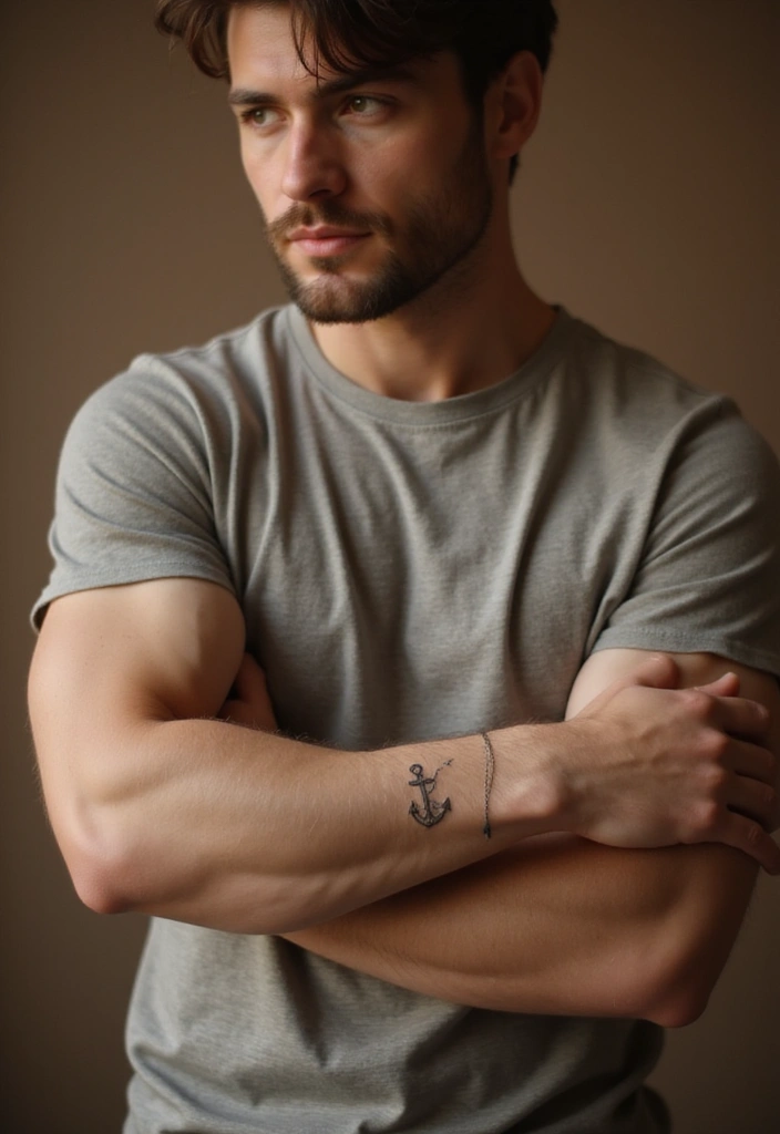 30 Creative Mermaid Tattoos for Men with Ocean Spirit - 4. Minimalist Mermaid with Anchor