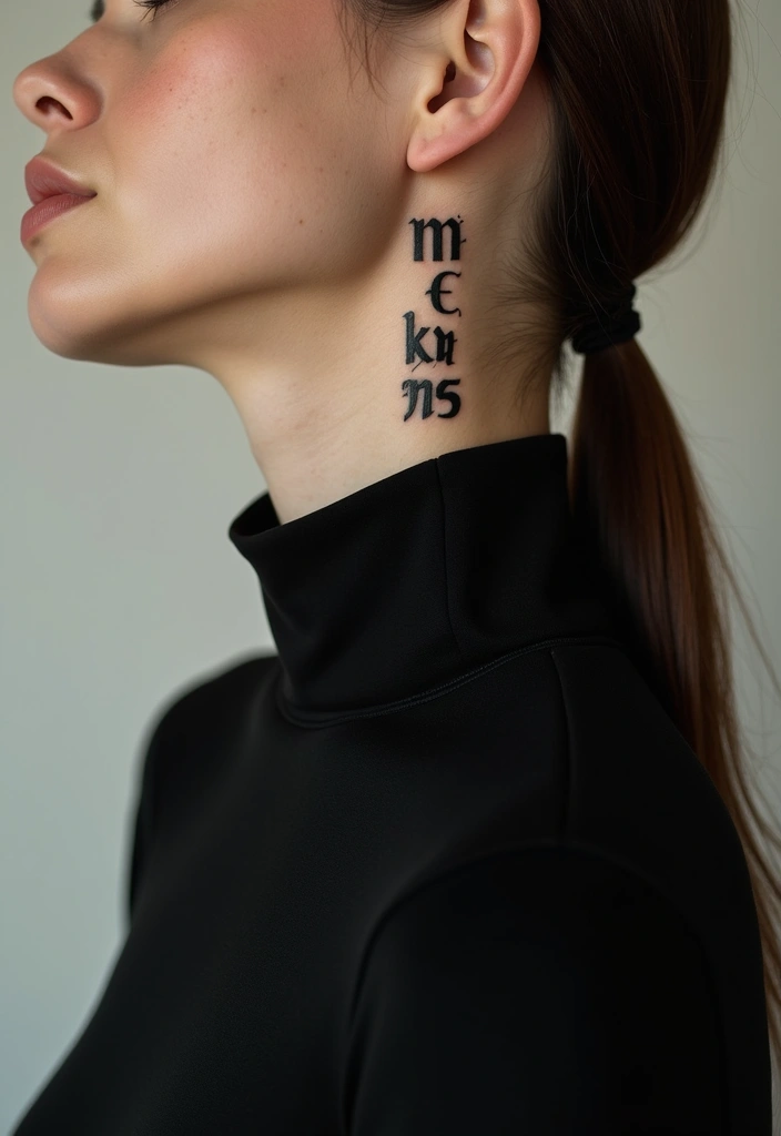 30 Neck Tattoo Fonts That Stand Out - 4. Minimalist Geometric