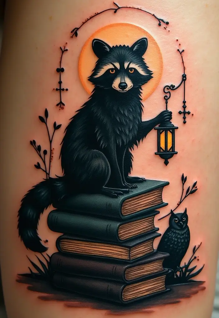 30 Raccoon Tattoo Designs with Clever and Playful Meanings - 4. The Wise Guardian