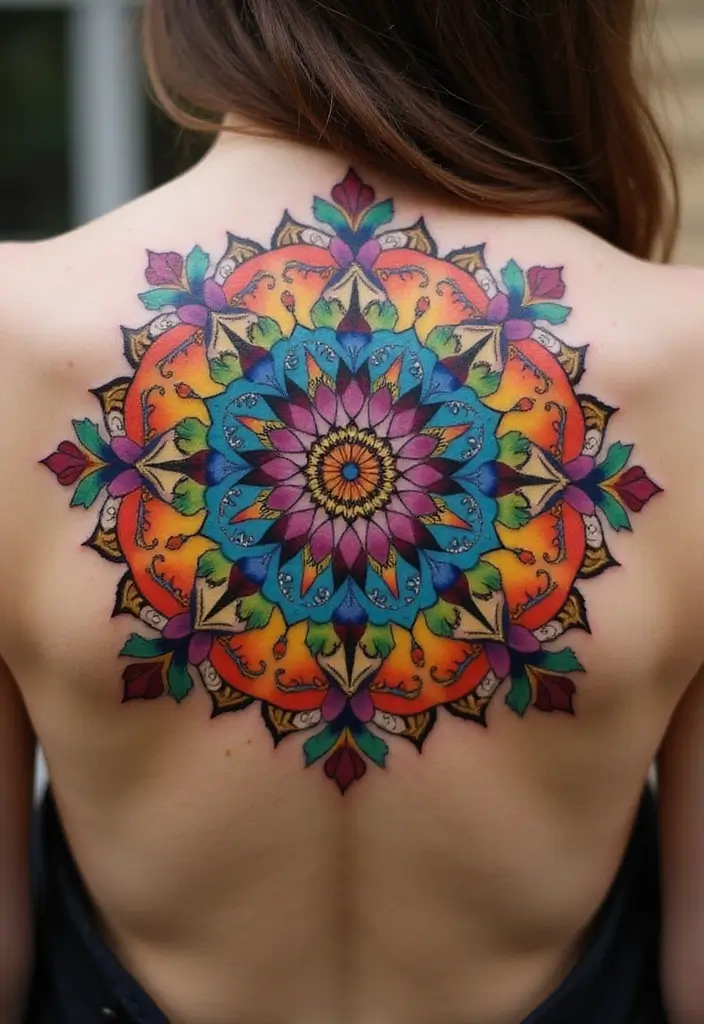 30 Rainbow Tattoo Ideas Full of Color and Meaning - 4. Rainbow Mandala Tattoo