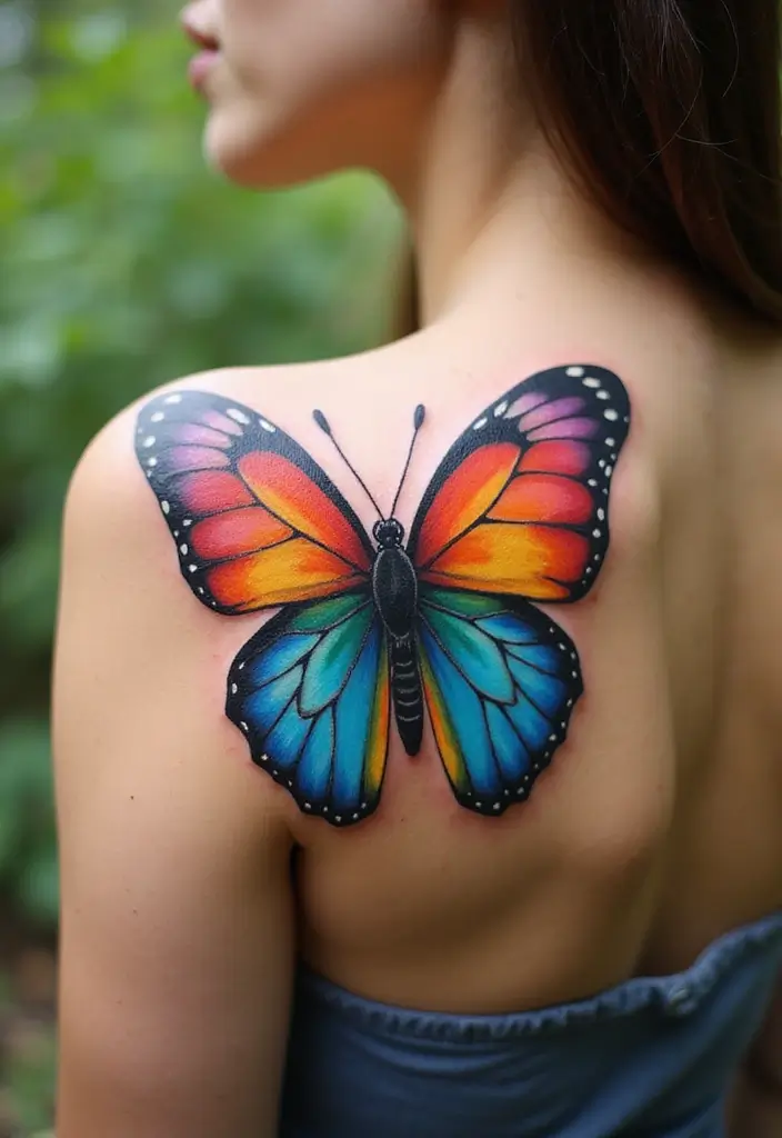 30 Rainbow Tattoos That Symbolize Hope and Diversity - 4. Rainbow Butterfly Tattoo