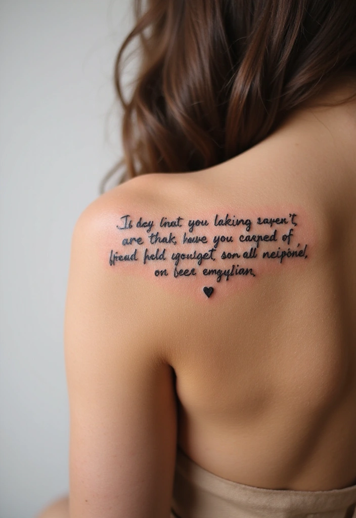 30 Shoulder and Back Tattoos for Women That Look Stunning - 4. Script Tattoos