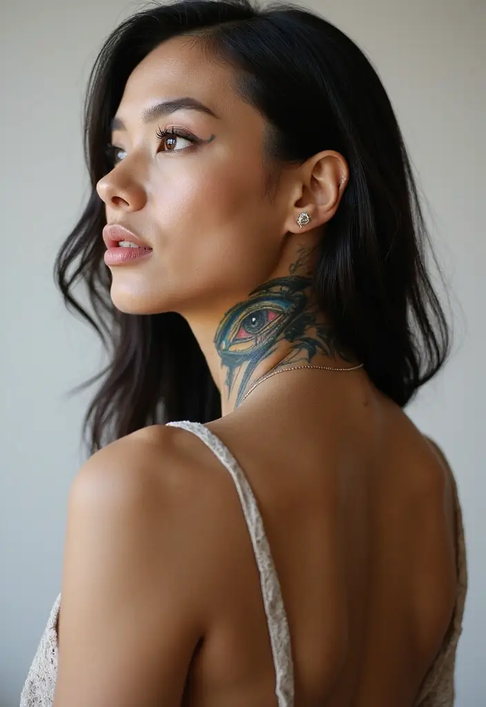 30 Spiritual Neck Tattoos with Deep Symbolism - 4. The Eye of Horus