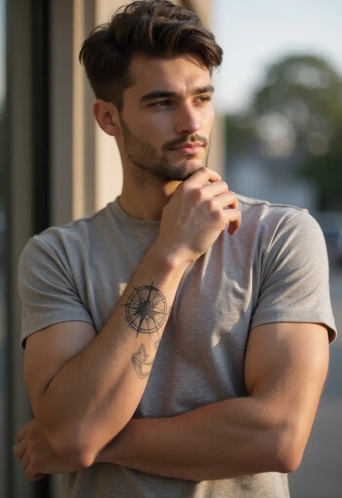30 Subtle Men Tattoos That Look Minimal Yet Powerful - 4. Simple Compass