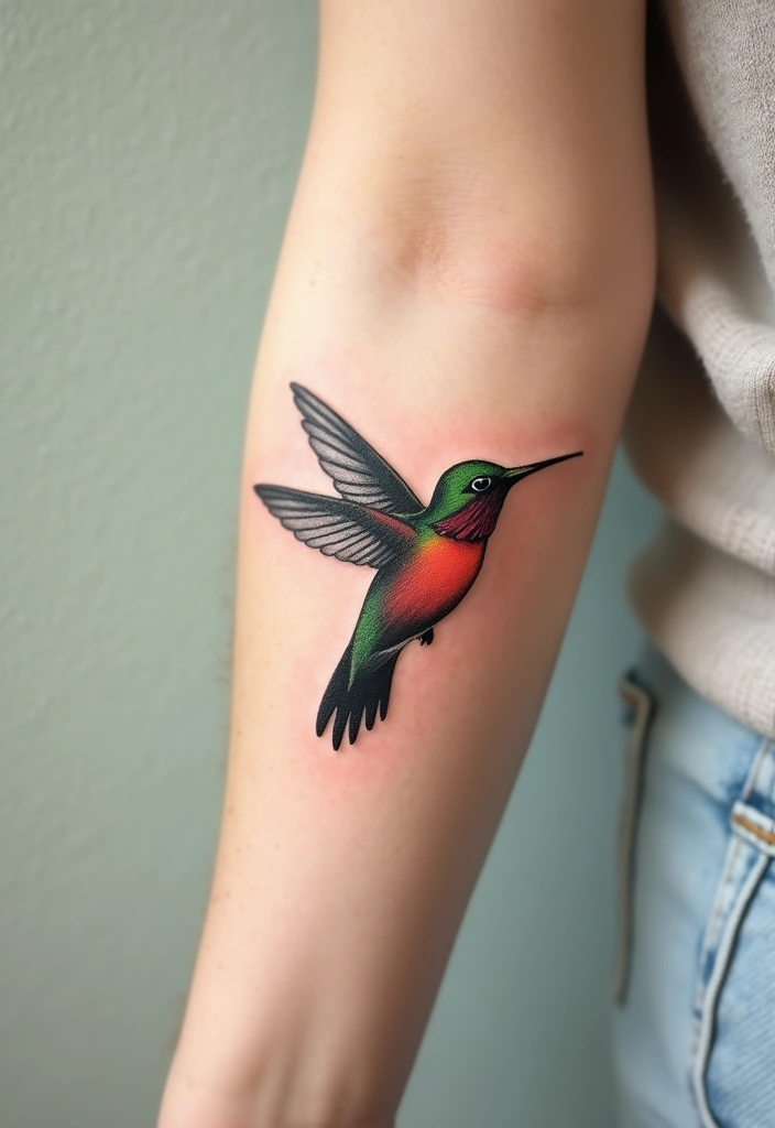 30 Symbolic Bird Tattoos with Powerful Messages - 4. The Inspiring Hummingbird