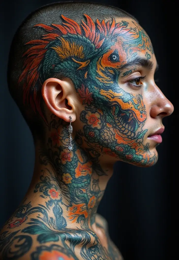 30 Bold Tattoo Head Designs That Stand Out - 4. Mythical Creatures