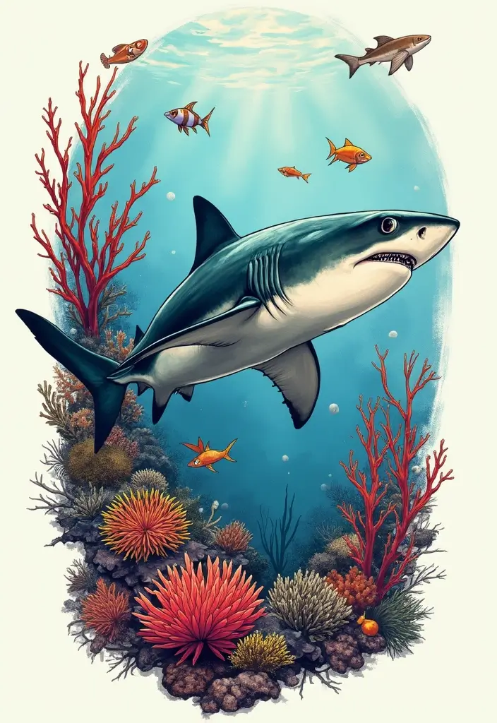 30 Tattoo Shark Meaning and Design Inspirations - 4. Ocean Connection