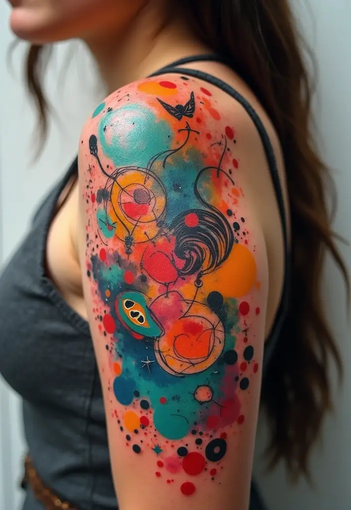 30 Tattoo Shoulder Designs for Women with Feminine Flair - 4. Abstract Art