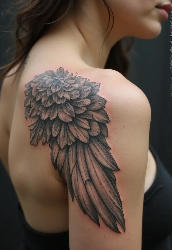 30 Shoulder Wing Tattoo Ideas with Angelic Inspiration - 4. Realistic Angel Wings