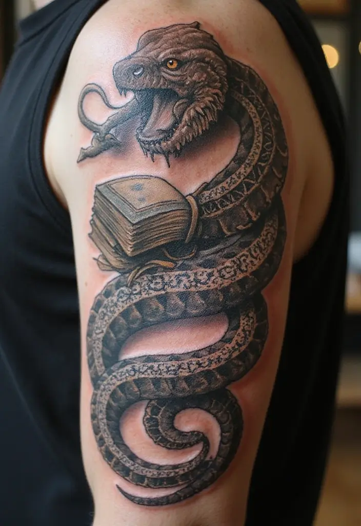 30 Viking Snake Tattoo Designs with Norse Symbolism - 4. Serpent of Wisdom