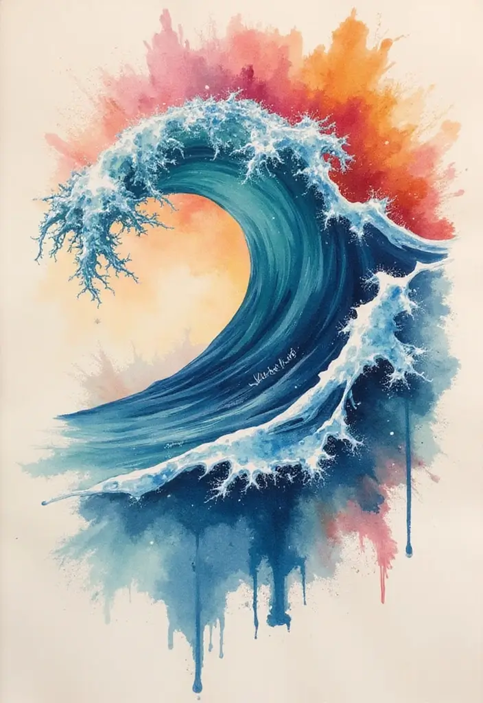 30 Wave Tattoo Sleeve Ideas That Make a Bold Statement - 4. Watercolor Waves