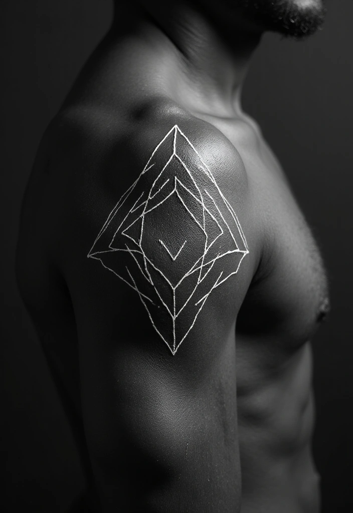 30 White Ink Tattoo Ideas on Dark Skin That Stand Out - 4. Geometric Shapes