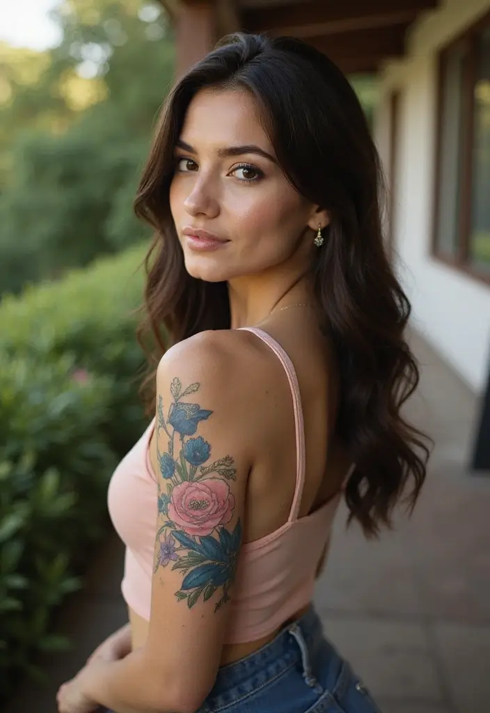 30 Women’s Feminine Arm Tattoos That Look Stylish - 4. Abstract Floral Shapes