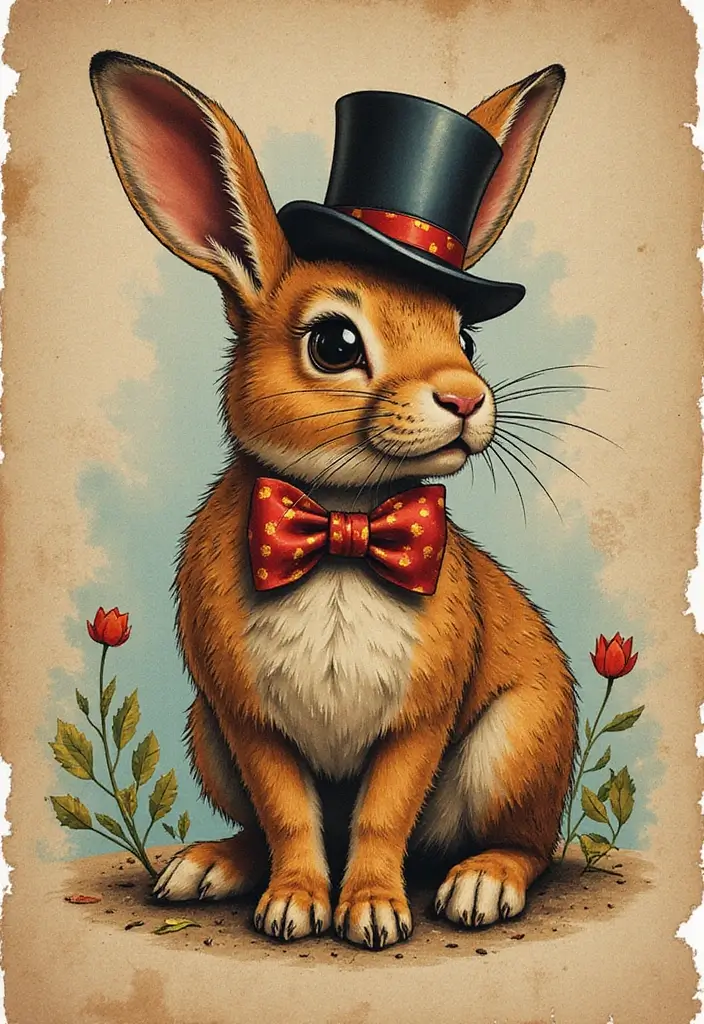30 American Traditional Rabbit Tattoo Inspirations - 5. Vintage Circus Rabbit