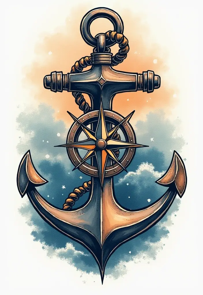 30 Beach Tattoos for Guys with Laid-Back and Cool Vibes - 5. Anchor and Compass