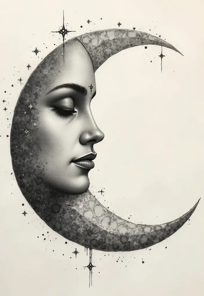 30 Dark Gothic Tattoos with Mysterious and Edgy Aesthetics - 5. The Crescent Moon