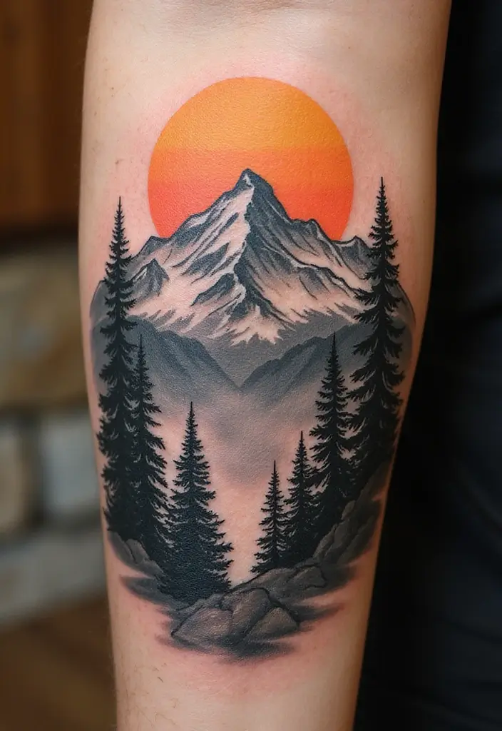 30 Dreamer Tattoo Meaning and Inspirational Designs - 5. Mountain Tattoos - Climbing Towards Dreams