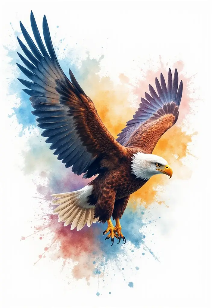 30 Eagle Tattoo Ideas That Represent Power and Courage - 5. Watercolor Eagle Art