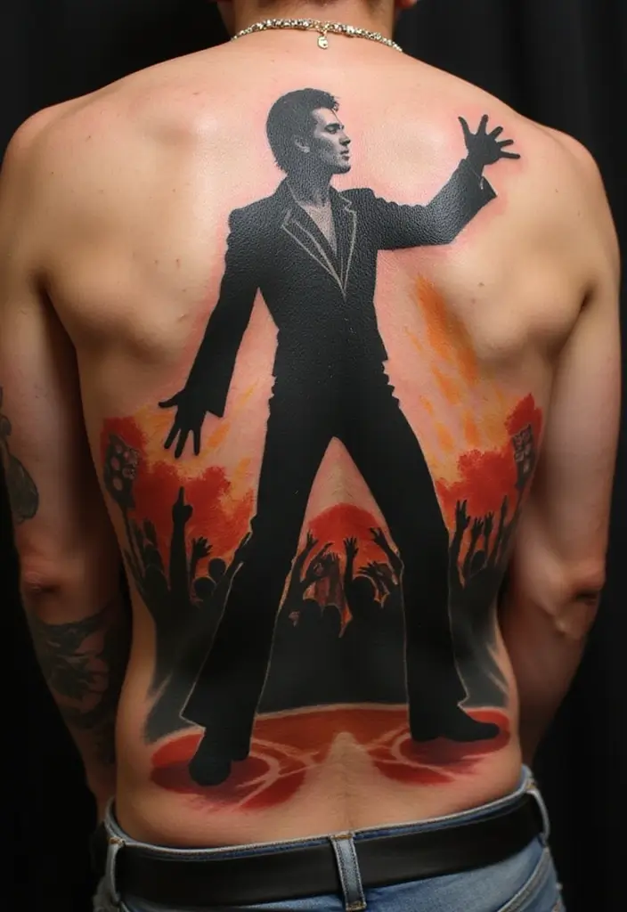 30 Elvis Silhouette Tattoo Ideas for Rock Legends - 5. Elvis in Concert