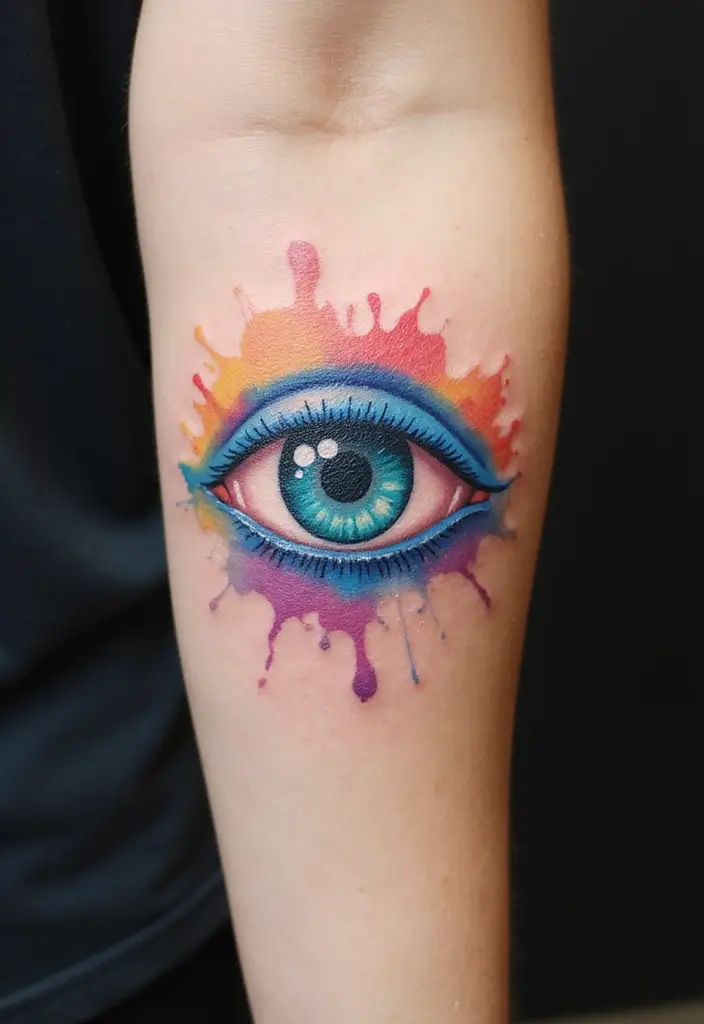 30 Evil Eye Tattoo Designs for Protection and Style - 5. Watercolor Evil Eye