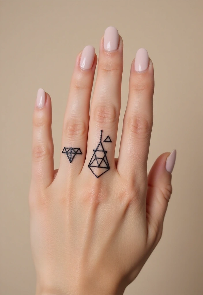 30 Finger Tattoo Ideas for Females That Look Stylish - 5. Geometric Shapes