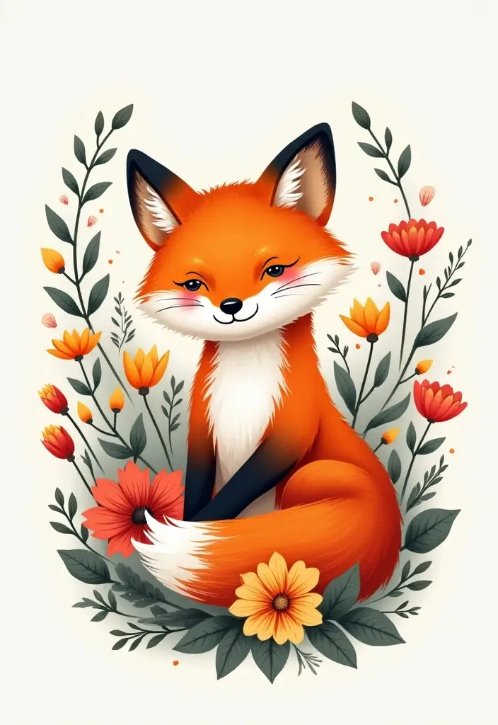 30 Fox Tattoos for Women That Highlight Feminine Energy - 5. Fox in Flowers Tattoo