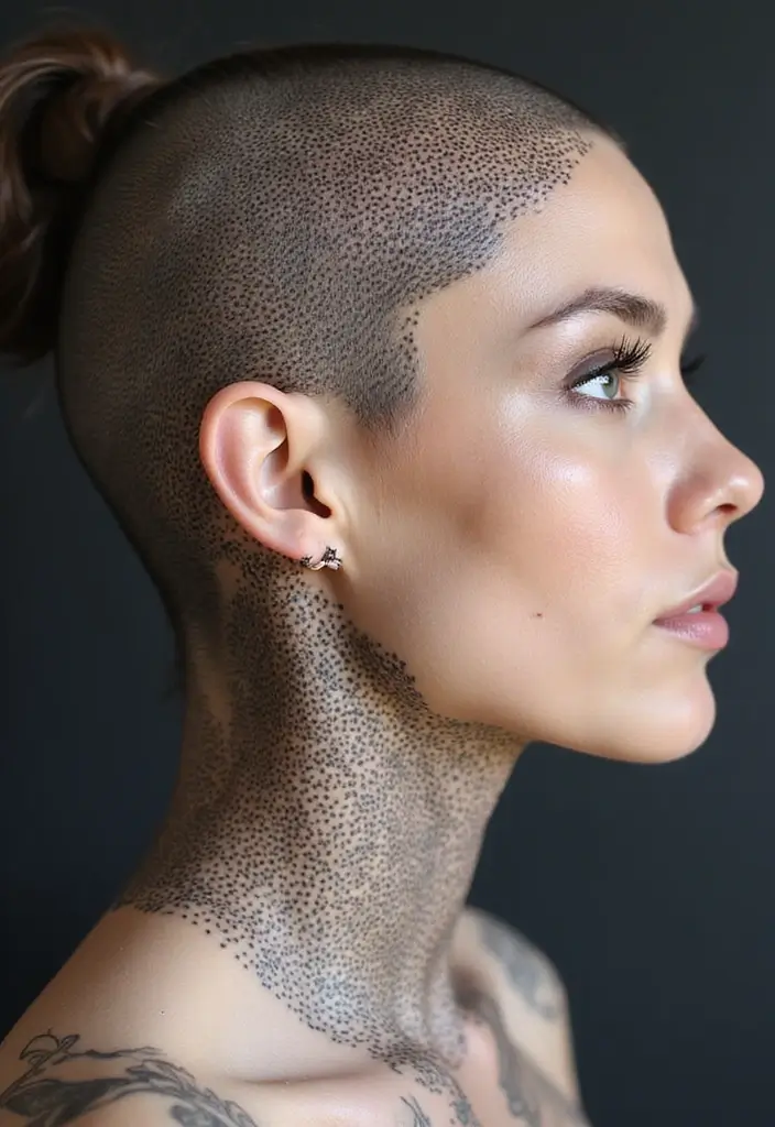 30 Geometric Head Tattoo Ideas for Bold Expression - 5. Dot Work Techniques
