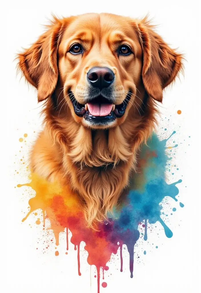 30 Golden Retriever Memorial Tattoos Honoring Beloved Pets - 5. Watercolor Golden Retriever