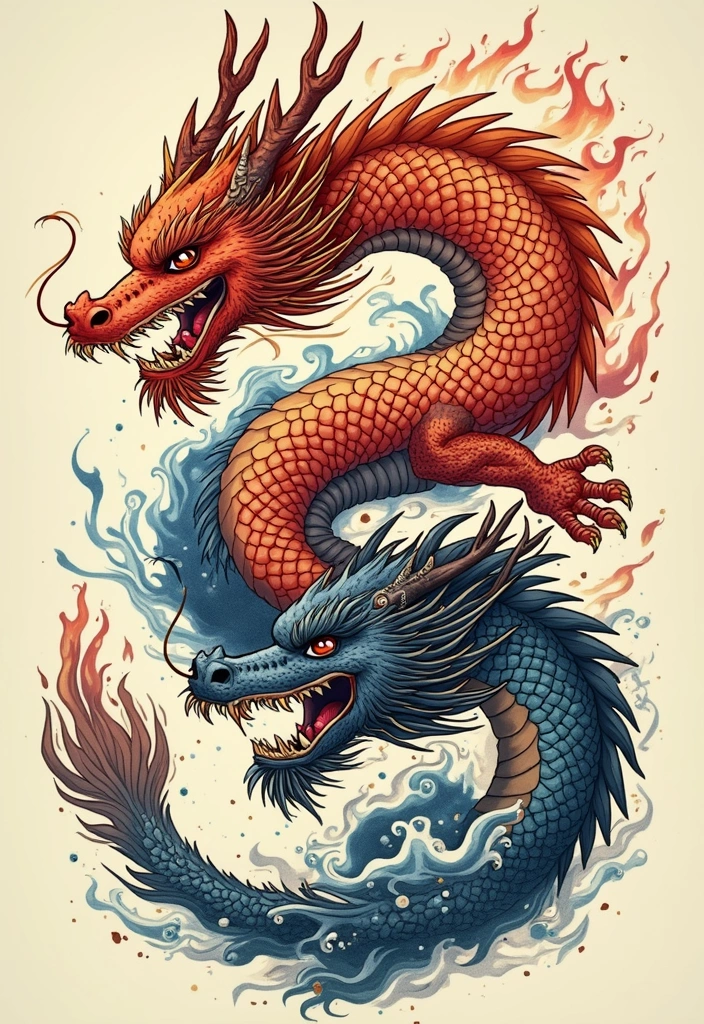 30 Japanese Dragon Tattoos That Showcase Power and Elegance - 5. The Elemental Dragon: Fire, Water, Earth, and Air