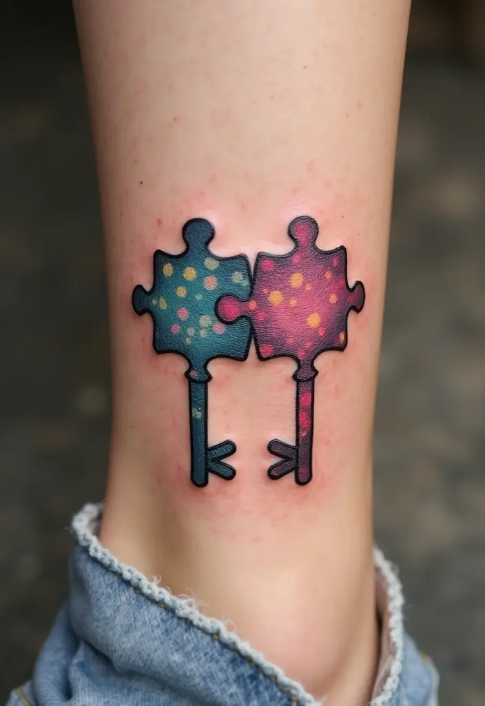 30 Key Lock Tattoo Ideas Symbolizing Love and Mystery - 5. Puzzle Piece Key Lock