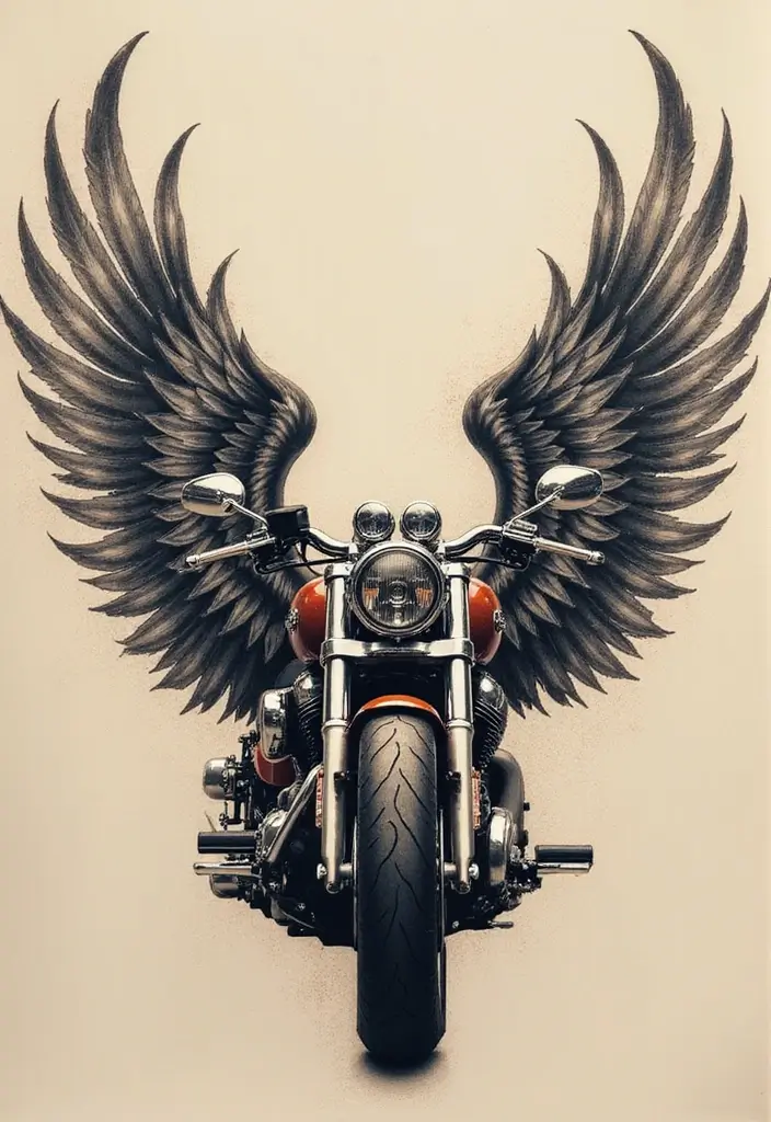 30 Motorcycle Tattoo Ideas for Riders and Enthusiasts - 5. Wings and Motorcycles