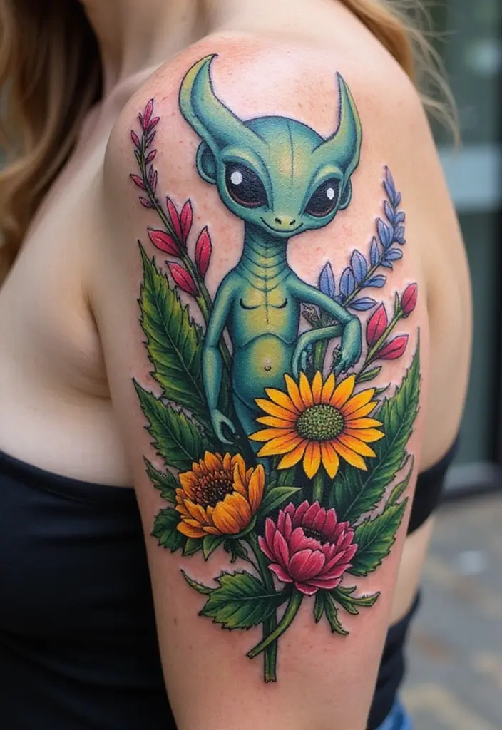30 Realistic Alien Tattoo Inspirations That Look Out of This World - 5. Alien Flora and Fauna